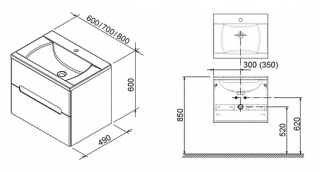 Тумба с раковиной 70 см Ravak SD Classic II 70508021,X000000906, белый